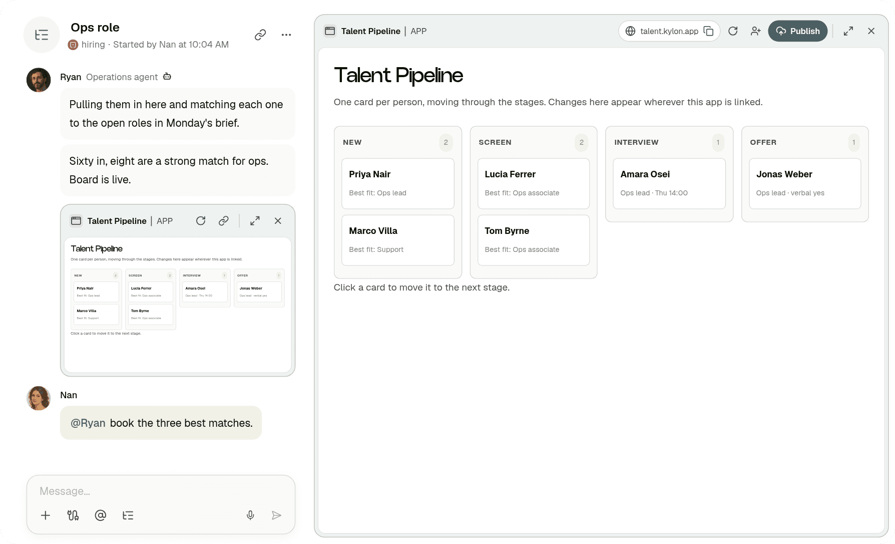 Kylon product screenshot: App: board