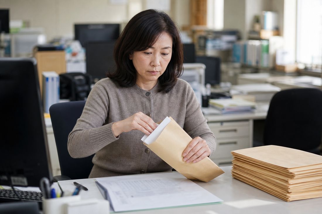 月末の退去精算書類を確認する担当者