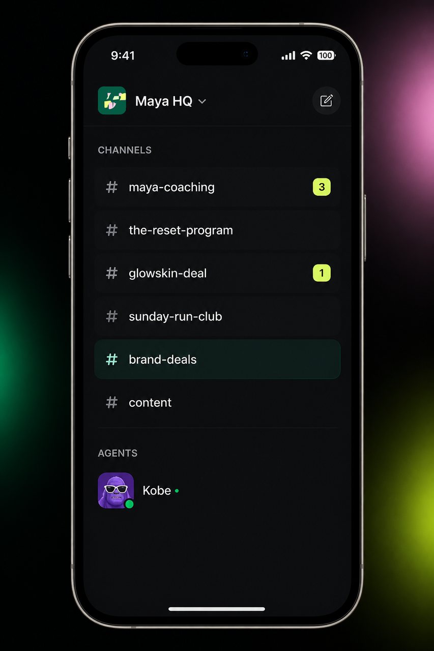 Kylon workspace showing client channels